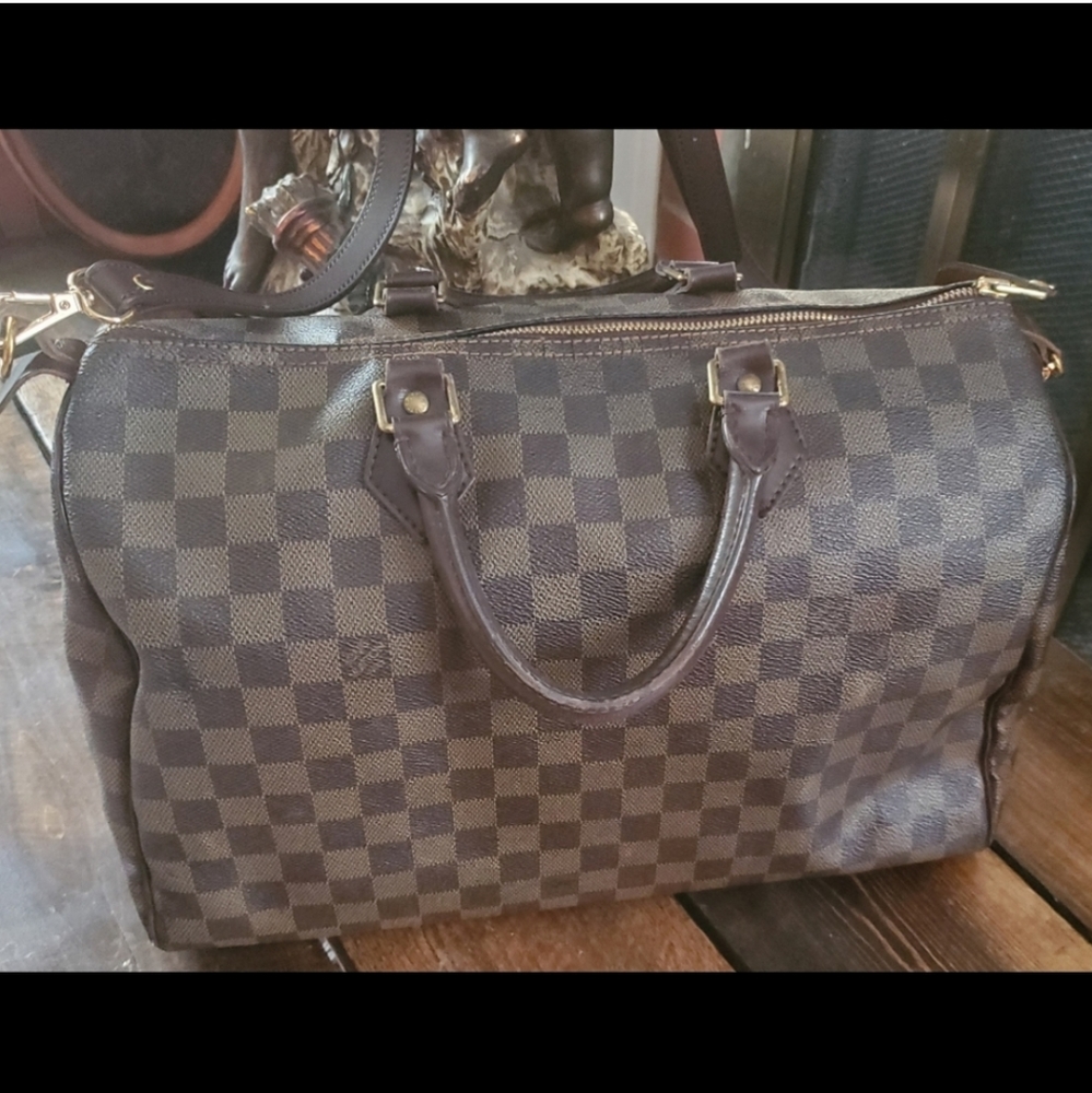 Louis Vuitton speedy 35 Damier Ebene Bandolier